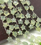 Natural Prehnite Beads, Gemstone Star Beads, Bulk Wholesale Beads, Jewelry Supplies, 10mm - 10.5mm, 5” Strand/ 10 Beads