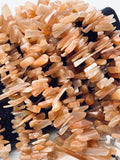 Natural Peach Moonstone Beads, Rough Polished Gemstone Beads, Jewelry Supplies for Jewelry Making, Wholesale Beads, 8"Strand