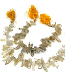 Golden Yellow Rutile Beads, Rough Polished Gemstone Beads, Jewelry Supplies, Rutilated Quartz Beads, Wholesale Beads, Bulk Beads, 8" Strand