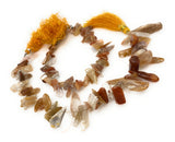 Natural Multi Moonstone Beads, Rough Polished Beads, Gemstone Beads, Jewelry Supplies, Wholesale Bulk Beads, , 8" Strand