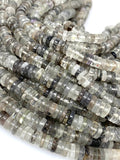 Natural Black Rutile Heishi Beads, Tyre Shape Gemstone Beads, Jewelry Supplies, Wholesale Beads, Bulk Beads, AAA Quality, 16" Strand