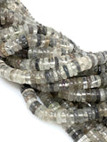 Natural Black Rutile Heishi Beads, Tyre Shape Gemstone Beads, Jewelry Supplies, Wholesale Beads, Bulk Beads, AAA Quality, 16" Strand