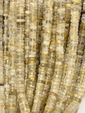 16" Golden Rutile Heishi Beads, Golden Rutile Tyre Shape Gemstone Beads, Jewelry Supplies, Bulk Wholesale Beads, AAA Quality