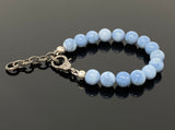 Natural Blue Opal Gemstone Bracelet, Pave Diamond Adjustable Bracelet, AAA Grade Blue Opal Jewelry, Gifts for Her