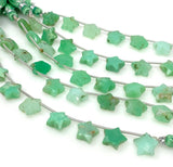 Natural Chrysoprase Gemstone Beads, Hand Carved Star Beads, Jewelry Supplies, Wholesale Bulk Beads, 5” Strand/ 10 Beads, 10mm