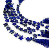 Natural Lapis Lazuli Gemstone Beads, Hand Carved Star Beads, Jewelry Supplies, Wholesale Bulk Beads, 5” Strand/ 10 Beads, 10.5mm