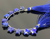 Natural Lapis Lazuli Gemstone Beads, Hand Carved Star Beads, Jewelry Supplies, Wholesale Bulk Beads, 5” Strand/ 10 Beads, 10.5mm