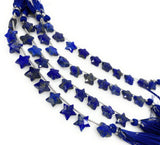 Natural Lapis Lazuli Gemstone Beads, Hand Carved Star Beads, Jewelry Supplies, Wholesale Bulk Beads, 5” Strand/ 10 Beads, 10.5mm