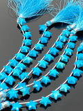Howlite Turquoise Gemstone Beads, Hand Carved Star Beads, , Wholesale Bulk Beads, 10- 10.5mm, 5” Strand/ 10 Beads