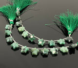 Emerald Gemstone Beads, Natural Emerald Hand Carved Star Beads, Jewelry Supplies, Wholesale Bulk Beads, 5” Strand/ 10 Beads, 10mm