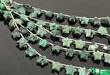 Emerald Gemstone Beads, Natural Emerald Hand Carved Star Beads, Jewelry Supplies, Wholesale Bulk Beads, 5” Strand/ 10 Beads, 10mm