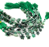 Emerald Gemstone Beads, Natural Emerald Hand Carved Star Beads, Jewelry Supplies, Wholesale Bulk Beads, 5” Strand/ 10 Beads, 10mm