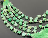 Natural Chrysoprase Gemstone Beads, Hand Carved Star Beads, Jewelry Supplies, Wholesale Bulk Beads, 5” Strand/ 10 Beads, 10mm