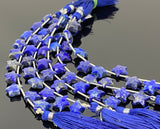 Natural Lapis Lazuli Gemstone Beads, Hand Carved Star Beads, Jewelry Supplies, Wholesale Bulk Beads, 5” Strand/ 10 Beads, 10.5mm