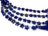 Natural Lapis Lazuli Gemstone Beads, Hand Carved Star Beads, Jewelry Supplies, Wholesale Bulk Beads, 5” Strand/ 10 Beads, 10.5mm