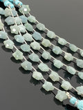 Natural Aquamarine Gemstone Beads, Carved Star Beads, Aquamarine Beads, Wholesale Bulk Beads, 5” Strand/ 10 Beads of 10mm
