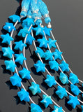 Howlite Turquoise Gemstone Beads, Hand Carved Star Beads, , Wholesale Bulk Beads, 10- 10.5mm, 5” Strand/ 10 Beads