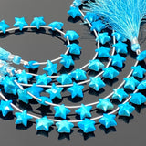 Howlite Turquoise Gemstone Beads, Hand Carved Star Beads, , Wholesale Bulk Beads, 10- 10.5mm, 5” Strand/ 10 Beads