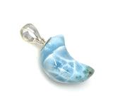 Larimar Moon Pendant, Sterling Silver Pendant, Bohemian Jewelry, Hand Carved Half Moon Larimar Pendant