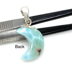 Larimar Moon Pendant, Sterling Silver Pendant, Bohemian Jewelry, Hand Carved Half Moon Larimar Pendant