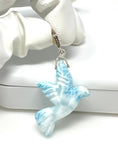 16g Rare Large Larimar Bird Pendant, Pave Diamond Larimar Pendant, Silver Bohemian Jewelry, Dominican Republic Larimar Pendant