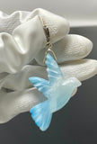 16g Rare Large Larimar Bird Pendant, Pave Diamond Larimar Pendant, Silver Bohemian Jewelry, Dominican Republic Larimar Pendant