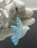 16g Rare Large Larimar Bird Pendant, Pave Diamond Larimar Pendant, Silver Bohemian Jewelry, Dominican Republic Larimar Pendant