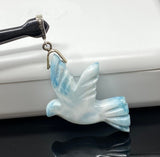 14g Rare Large Larimar Bird Pave Diamond Pendant, Silver Bohemian Jewelry, Dominican Republic Larimar Pendant, Larimar Bird Pendant