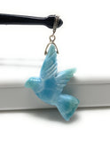 16g Rare Large Larimar Bird Pendant, Pave Diamond Larimar Pendant, Silver Bohemian Jewelry, Dominican Republic Larimar Pendant