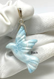16g Rare Large Larimar Bird Pendant, Pave Diamond Larimar Pendant, Silver Bohemian Jewelry, Dominican Republic Larimar Pendant