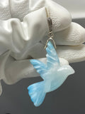 16g Rare Large Larimar Bird Pendant, Pave Diamond Larimar Pendant, Silver Bohemian Jewelry, Dominican Republic Larimar Pendant