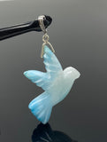 16g Rare Large Larimar Bird Pendant, Pave Diamond Larimar Pendant, Silver Bohemian Jewelry, Dominican Republic Larimar Pendant