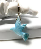 16g Rare Large Larimar Bird Pendant, Pave Diamond Larimar Pendant, Silver Bohemian Jewelry, Dominican Republic Larimar Pendant