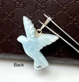 14g Rare Larimar Bird Pave Diamond Pendant, Silver Bohemian Jewelry, Dominican Republic Larimar Pendant, Larimar Bird Pendant