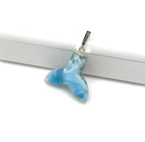 Rare Larimar Mermaid Tail Pendant, Sterling Silver Pave Diamond Pendant, Bohemian Jewelry, Large Larimar Whale Tail Pendant