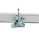 Rare Larimar Mermaid Tail Pendant, Sterling Silver Pave Diamond Pendant, Bohemian Jewelry, Large Larimar Whale Tail Pendant