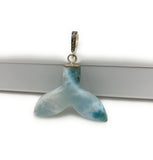 Rare Larimar Mermaid Tail Pendant, Sterling Silver Pave Diamond Pendant, Bohemian Jewelry, Larimar Whale Tail Pendant