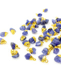 10 Pcs Raw Tanzanite Gemstone Charms, Rough Gold Electroplated Tanzanite Charms, Bulk Wholesale Jewelry Supplies, 12mm- 15mm