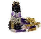 8" Natural Multi Stone German Cut Gemstone Beads - Rose Quartz/ Amethyst/ Citrine / Smokey Quartz/ Green Amethyst , 10mm - 12mm