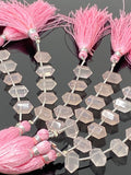 5 Pcs Rose Quartz Double Terminated Point Beads for Jewelry Making, Hand Carved Rose Quartz Gemstone Beads for Wire Wrapping. 6x12mm