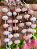 5 Pcs Pink Opal Double Terminated Beads, Hand Carved Pink Opal Gemstone Fancy Shape Beads for Wire Wrapping, 6x12mm