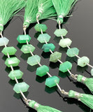5 Pcs Chrysoprase Double Terminated Beads, Hand Carved Chrysoprase Gemstone Fancy Shape Beads for Jewelry Making, 6x12mm