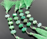 5 Pcs Chrysoprase Double Terminated Beads, Hand Carved Chrysoprase Gemstone Fancy Shape Beads for Jewelry Making, 6x12mm