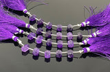5 Pcs Amethyst Double Terminated Beads, Hand Carved Amethyst Gemstone Fancy Shape Beads for Wire Wrapping, 6x12mm