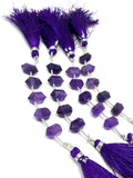 5 Pcs Amethyst Double Terminated Beads, Hand Carved Amethyst Gemstone Fancy Shape Beads for Wire Wrapping, 6x12mm