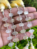 5 Pcs Yellow Rutile Quartz Double Terminated Beads, Hand Carved Yellow Rutile Gemstone Fancy Shape Beads, 6x12mm