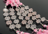 5 Pcs Rose Quartz Double Terminated Point Beads for Jewelry Making, Hand Carved Rose Quartz Gemstone Beads for Wire Wrapping. 6x12mm