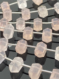 5 Pcs Rose Quartz Double Terminated Point Beads for Jewelry Making, Hand Carved Rose Quartz Gemstone Beads for Wire Wrapping. 6x12mm
