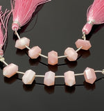 5 Pcs Pink Opal Double Terminated Beads, Hand Carved Pink Opal Gemstone Fancy Shape Beads for Wire Wrapping, 6x12mm