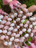 5 Pcs Pink Opal Double Terminated Beads, Hand Carved Pink Opal Gemstone Fancy Shape Beads for Wire Wrapping, 6x12mm